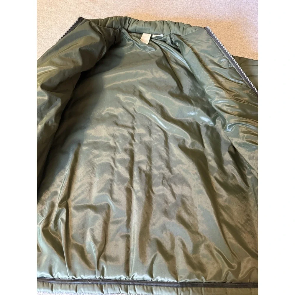Vintage 70s Sears Coat Mens LT Green Nylon Puffer Work Insulated Workwear Hood